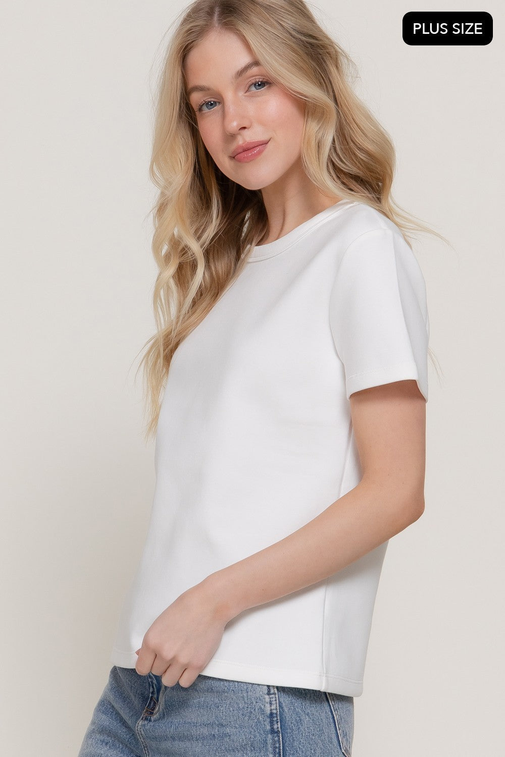 Short Sleeve Round Neck Soft Knit Top
