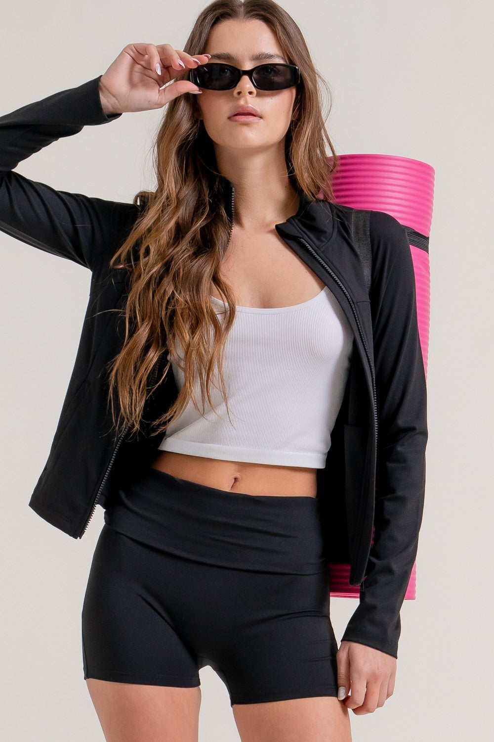 Long Slv Mock Neck Workout Jacket