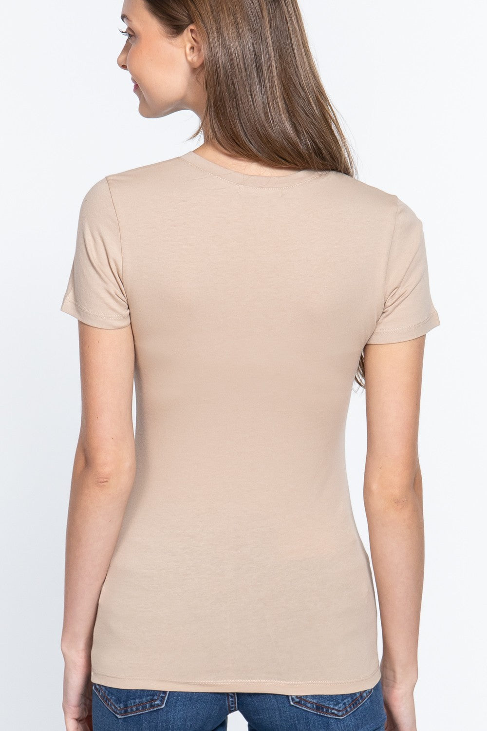Short Slv Cotton Jersey V-neck Top