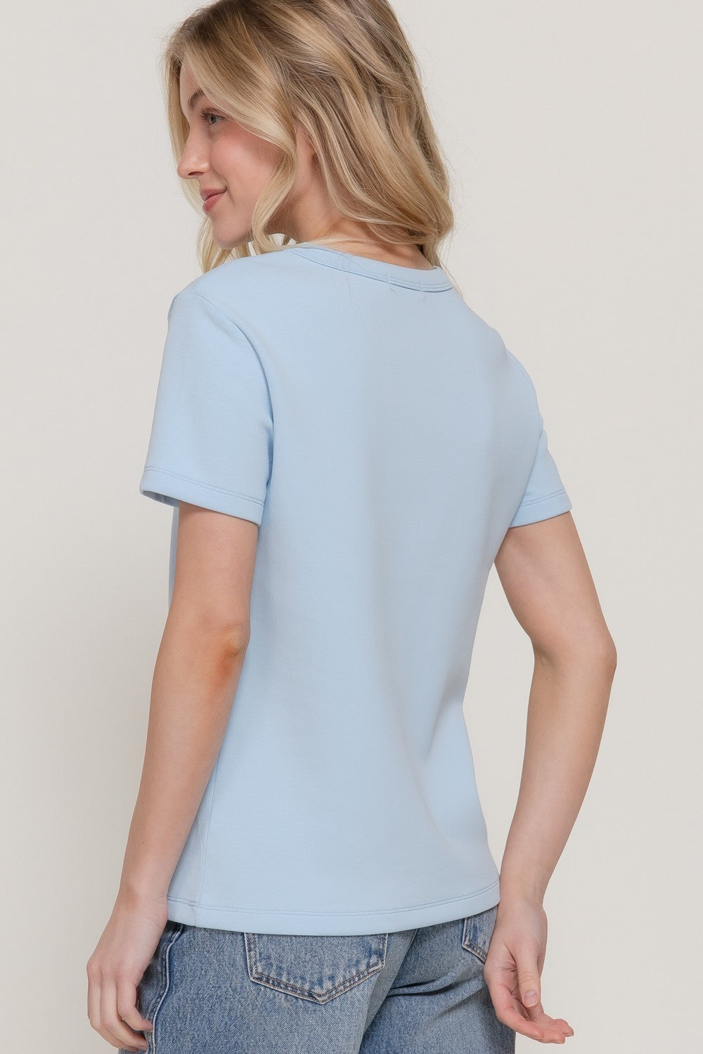 Short Sleeve Round Neck Soft Knit Top