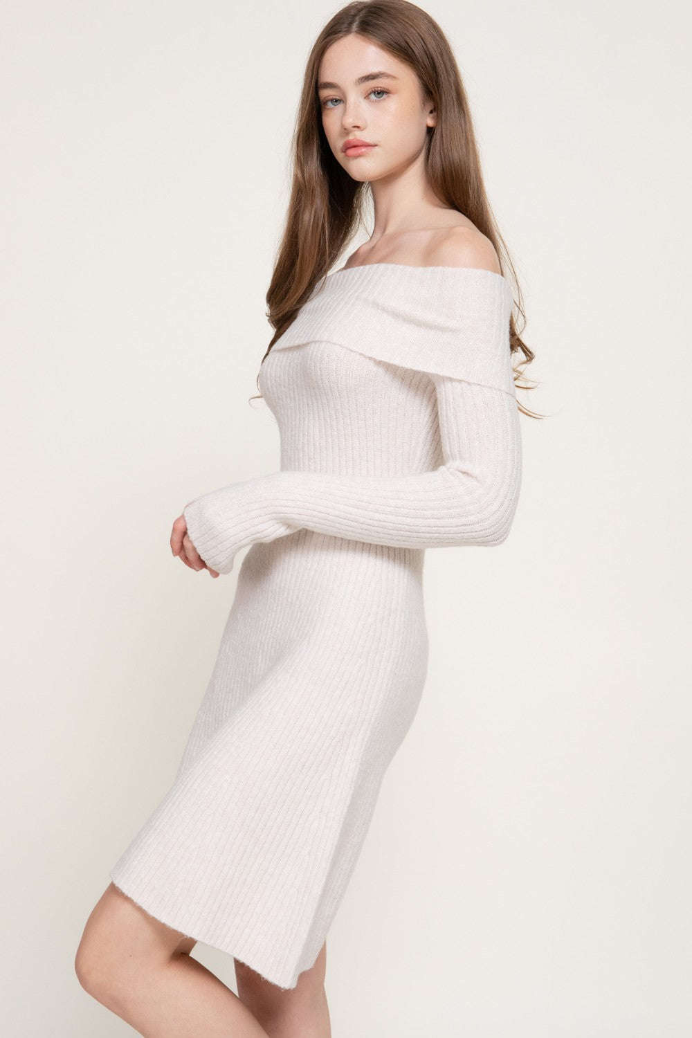 Off The Shoulder A-line Sweater Mini Dress