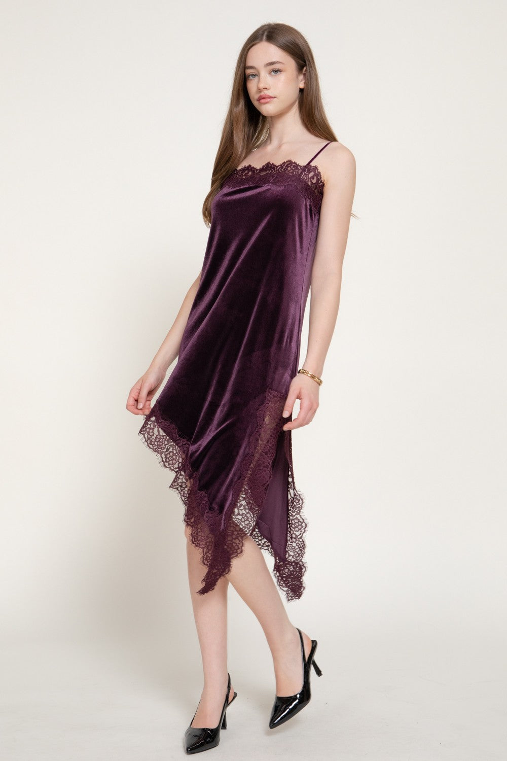 Asymmetrical Velvet Mini Dress