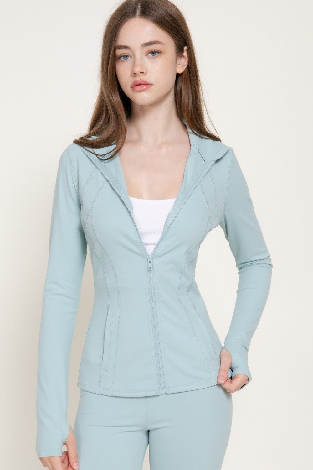 Long Slv Thumb Holes Workout Jacket
