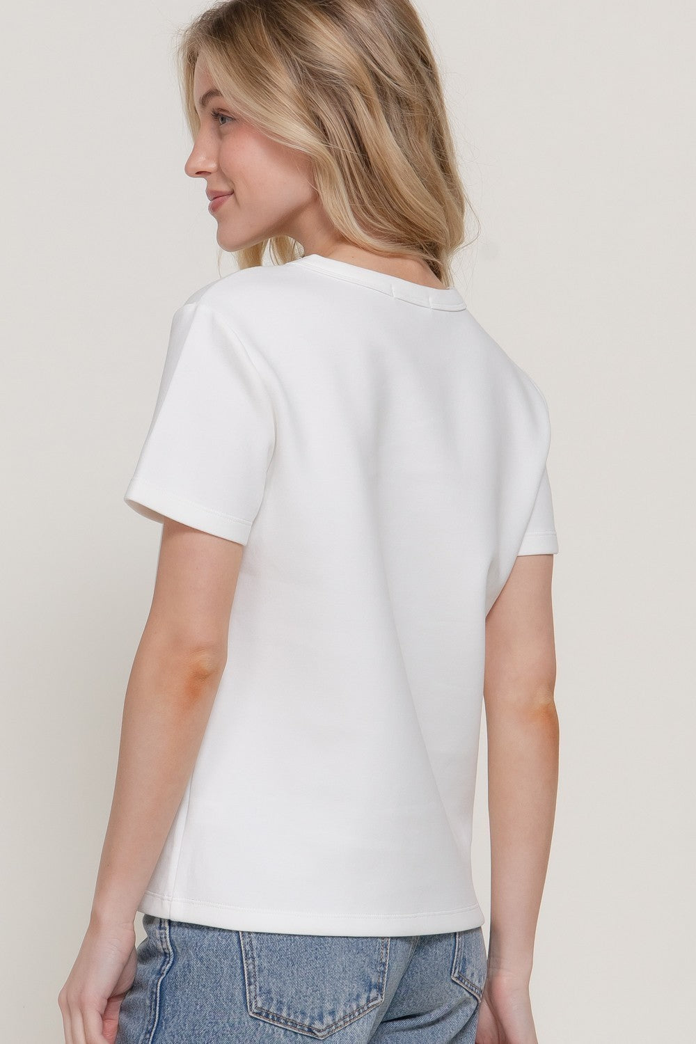 Short Sleeve Round Neck Soft Knit Top