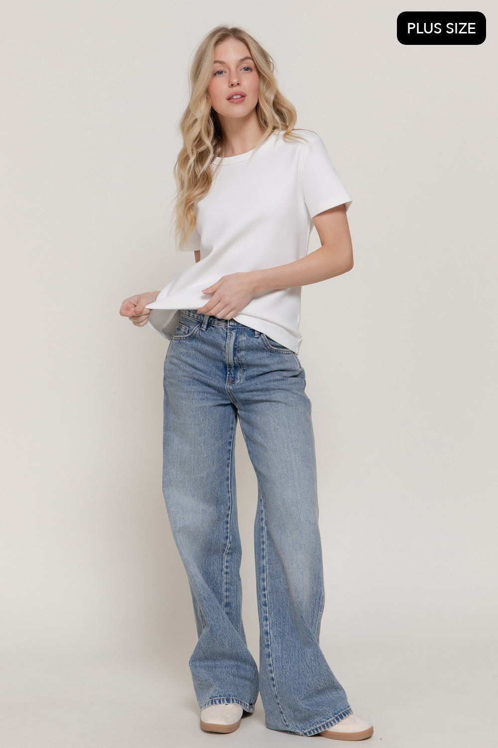 Short Sleeve Round Neck Soft Knit Top