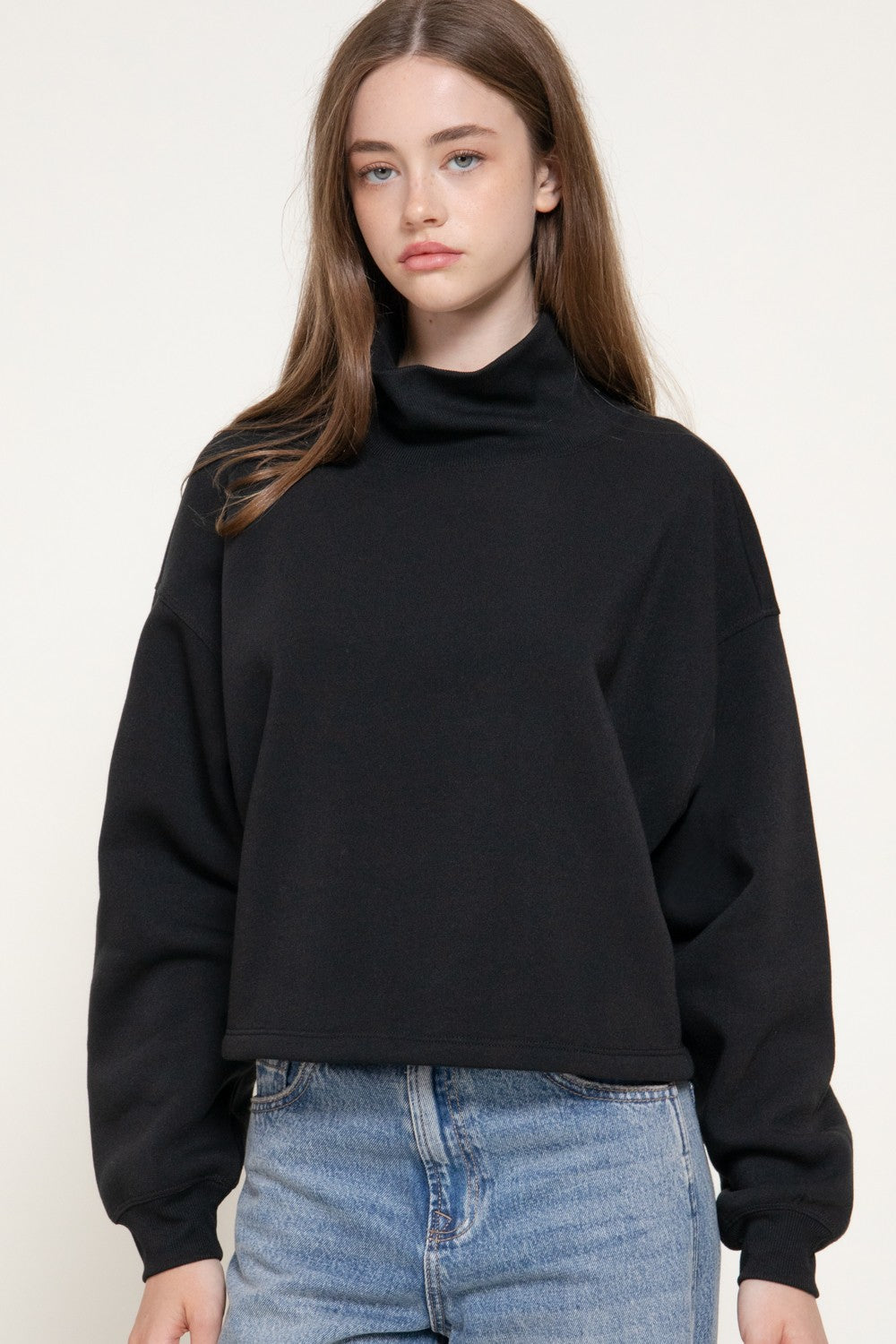 Long Sleeve Neck Hem & Cuffs Inner Brushed Sweatshirt