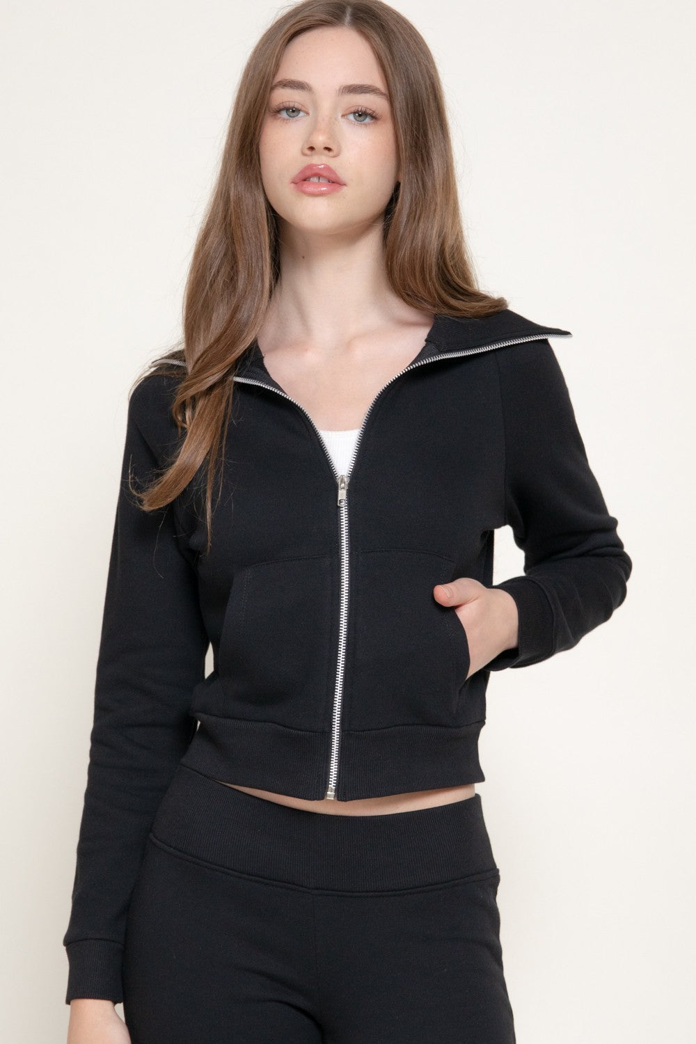 Long Sleeve Lapel Collar Plush Jacket