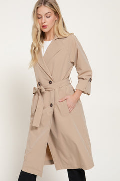 Long Slv Belted Trench Coat