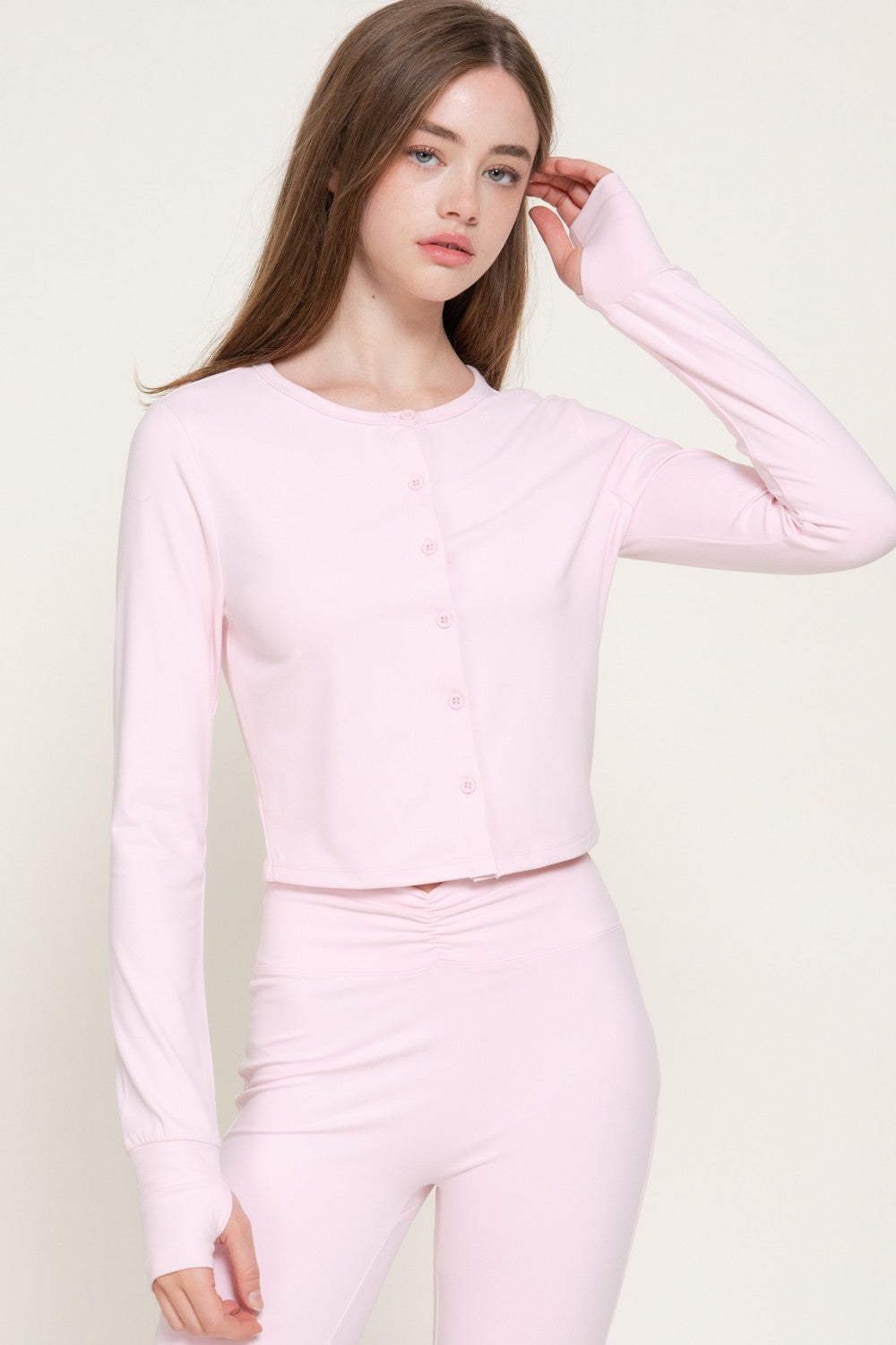 Long Sleeve with Thumb Holes Activewear Cardigan