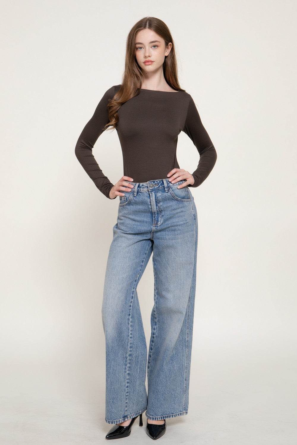 Long Sleeve Boat Neck Bodysuit