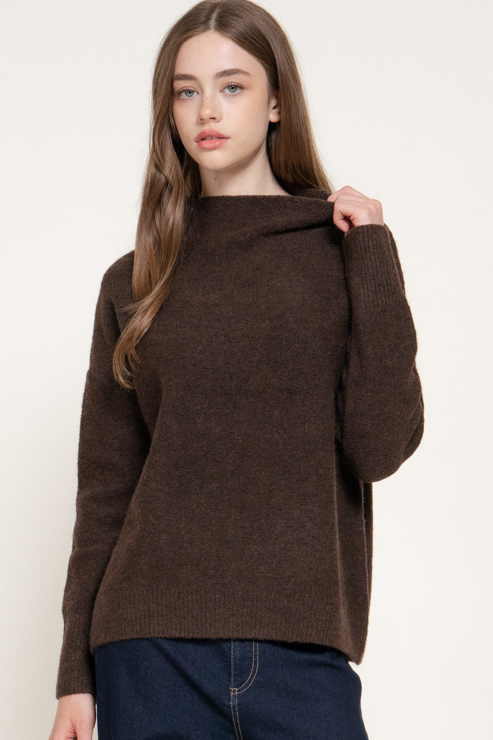 Long Sleeve Funnel Neck Sweater