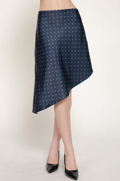 Dot Print Asymmetrical Satin Skirt