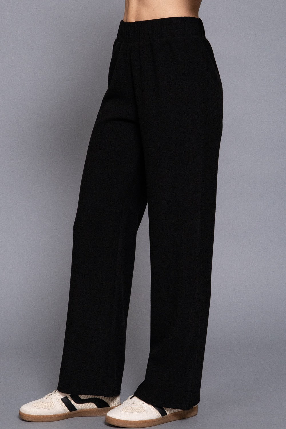 Elastic Waist Soft Knit Long Pants