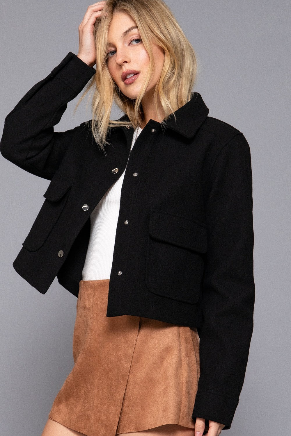 Long Sleeve Closure Soft Felt Jacket