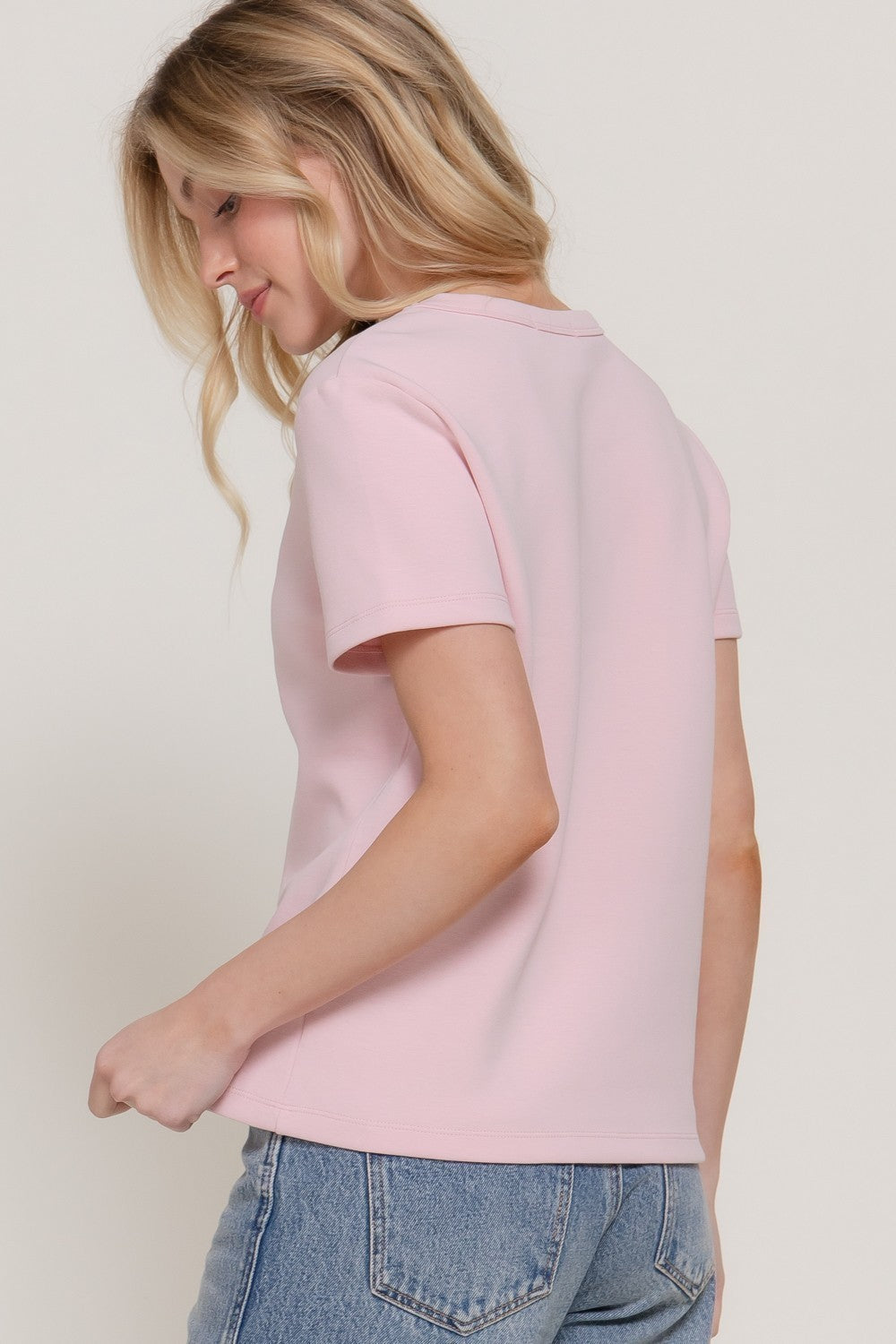 Short Sleeve Round Neck Soft Knit Top