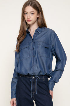 Long Slv Lyocell Shirt W/ Adjustable Drawsting Hem