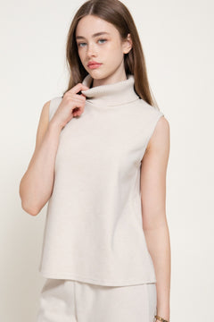 Sleeveless Turtle Neck Soft Knit Top