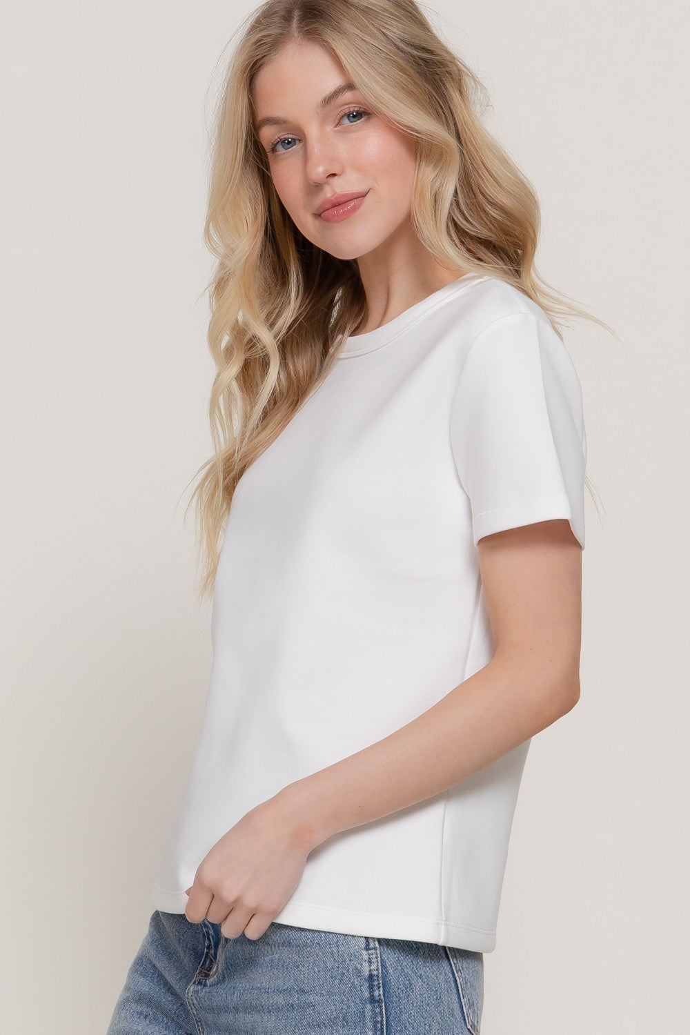 Short Sleeve Round Neck Soft Knit Top