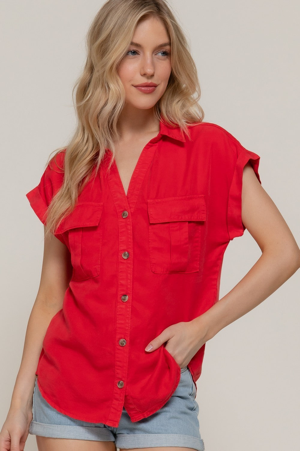 Dolman Short Slv Tencel Shirt
