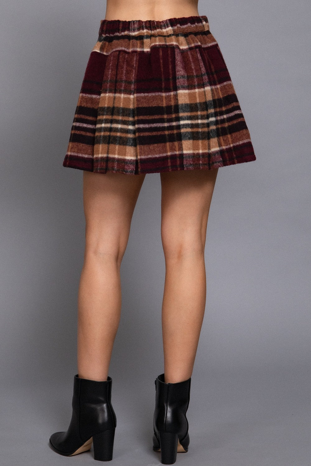Pleats Detail Plaid Skirt