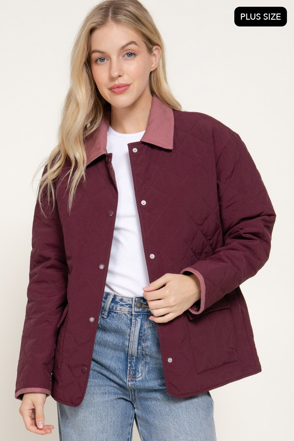 Lapel Collar Quilted Puffer Work Jacket