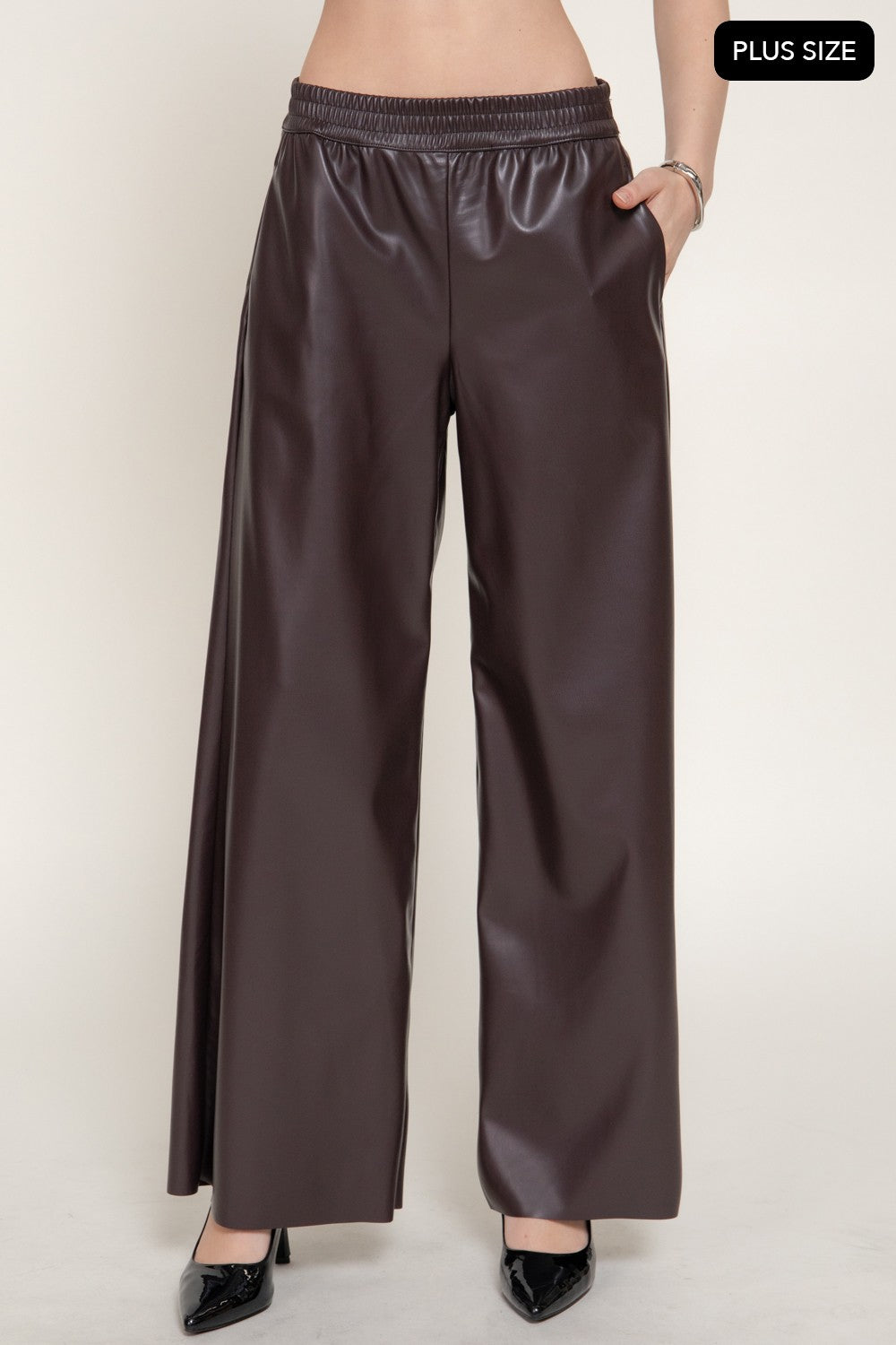 Straight Faux Leather Long Pants