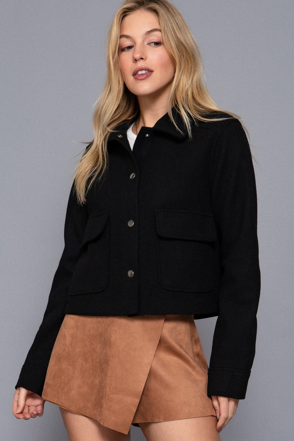 Long Sleeve Closure Soft Felt Jacket