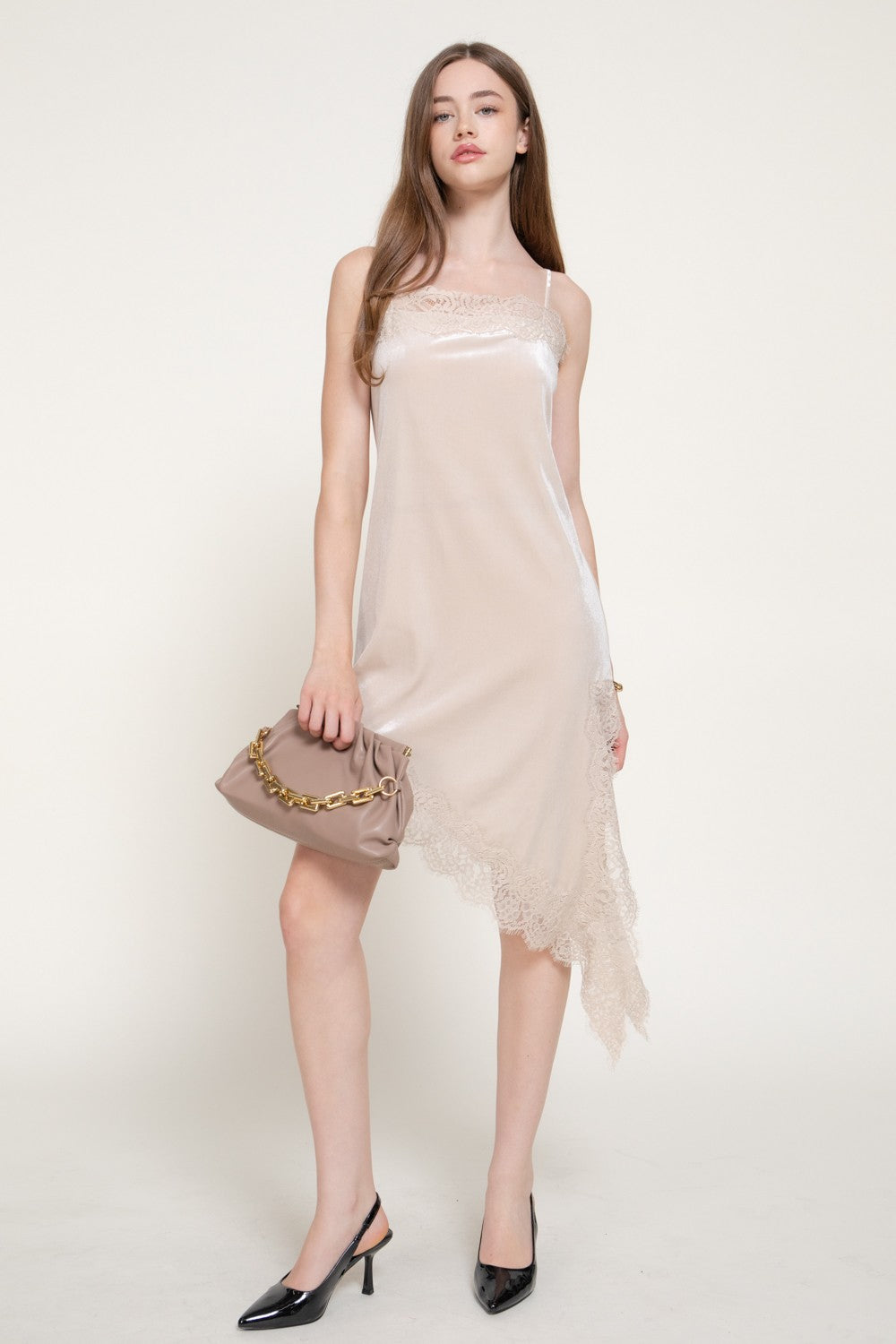 Asymmetrical Velvet Mini Dress