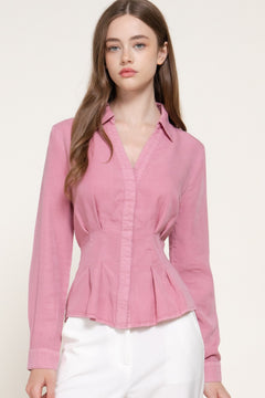 Long Slv Pleated Lyocel Shirt