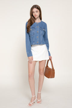 Long Slv Button Down Denim Jacket