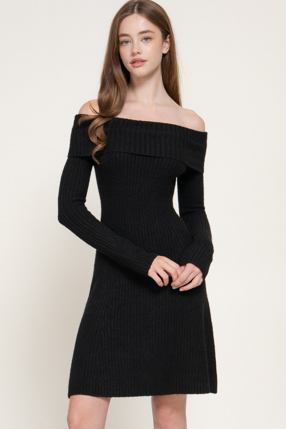 Off The Shoulder A-line Sweater Mini Dress