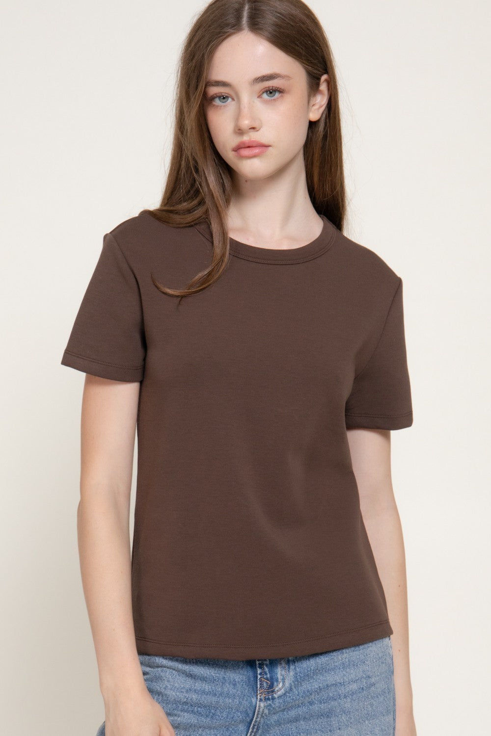 Short Sleeve Round Neck Soft Knit Top