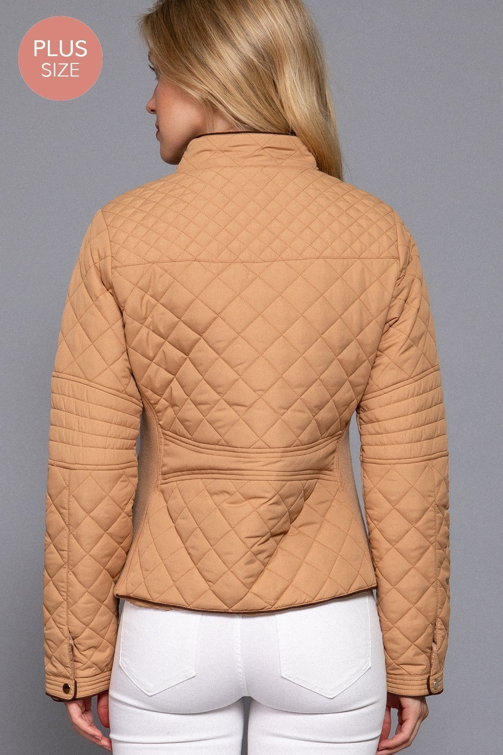 Suede Piping Detail Rib Quilted Padding Jacket