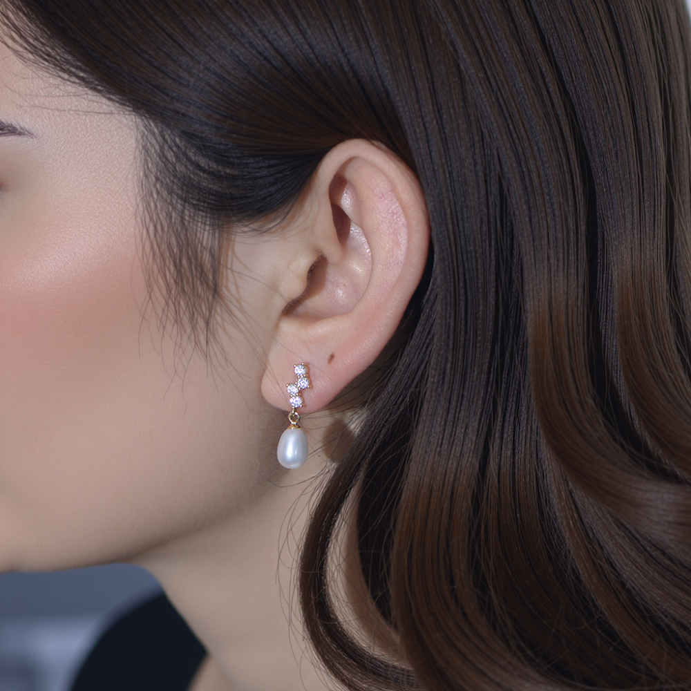 Starlit Pearl Drop Earrings