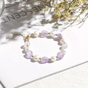 Amethyst Pearl Elegance Bracelet