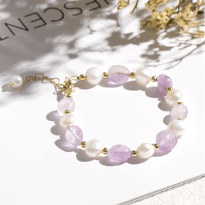 Amethyst Pearl Elegance Bracelet